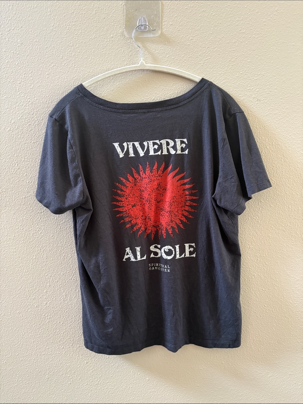 Spiritual Gangster Black Short-Sleeve Tee with Red Sun Graphic